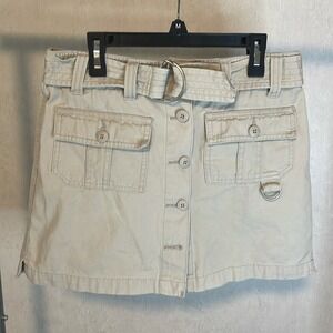 Mossimo Supply Company Tan Button Up Mini Skirt with Belt‎ Juniors Size 7